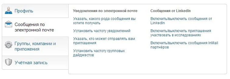 как отписаться от уведомлений LinkedIn